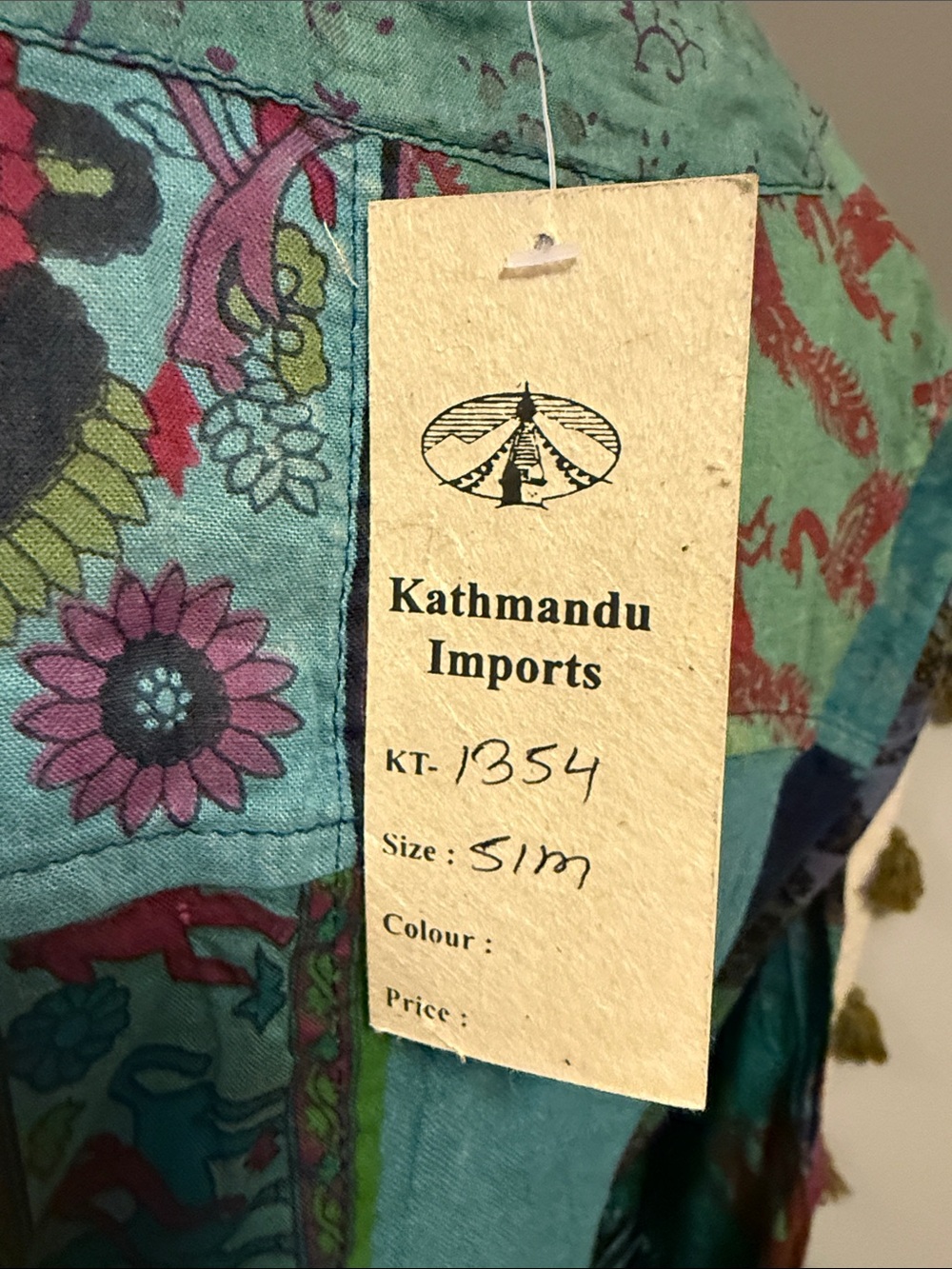 Boho Patchwork V-Neck Long Sleeve Jacket in Teal and Navy - Picture 9 of 9